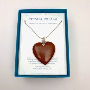 NWT 925 ST SILVER & GOLDSTONE 24" PENDANT NECKLACE